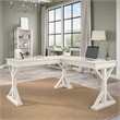 Homestead 60W Farmhouse L Shaped Desk in Linen White Oak - Engineered Wood