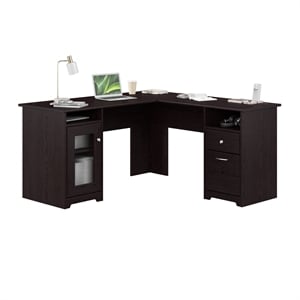 Cabot 60W L Shaped Computer Desk with Storage in Espresso Oak - Engineered Wood