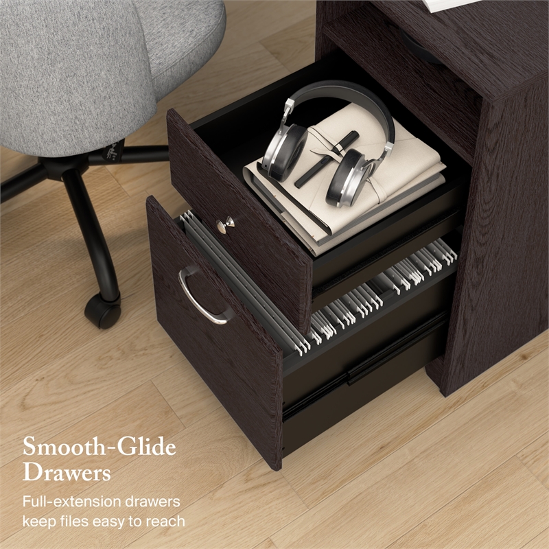 Cabot 60W L Shaped Computer Desk with Storage in Espresso Oak - Engineered Wood