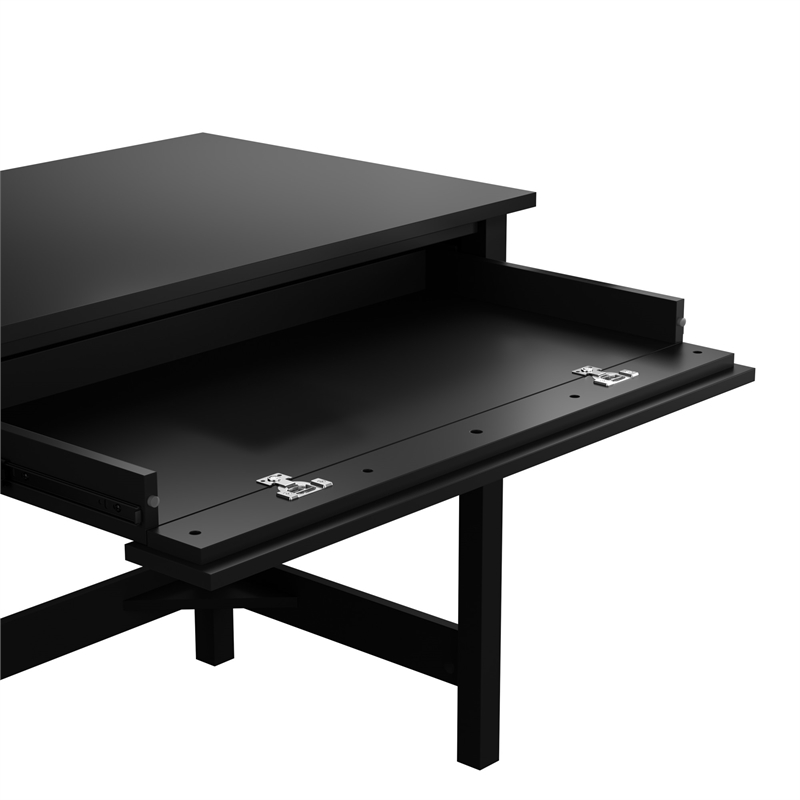 Broadview 54W Computer Desk with Organizer in Classic Black - Engineered Wood
