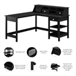 Broadview 60W L Shaped Computer Desk with Storage and Organizer in Classic Black