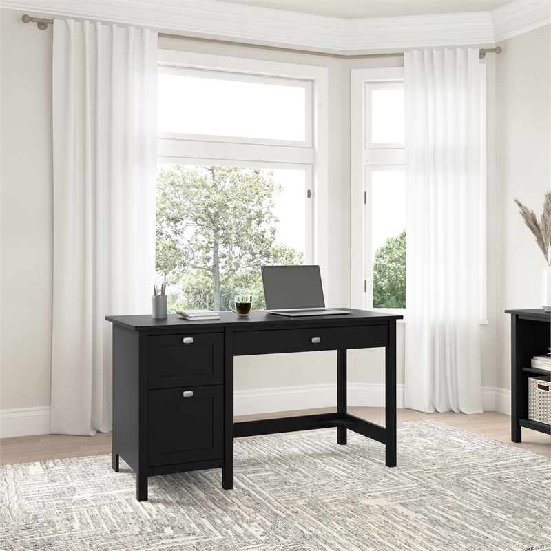 Broadview 54W Computer Desk with Drawers in Classic Black - Engineered Wood