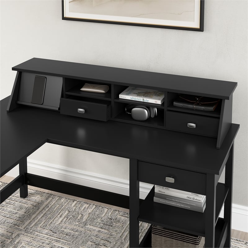 Bush Furniture Broadview Desktop Organizer in Classic Black - Engineered Wood