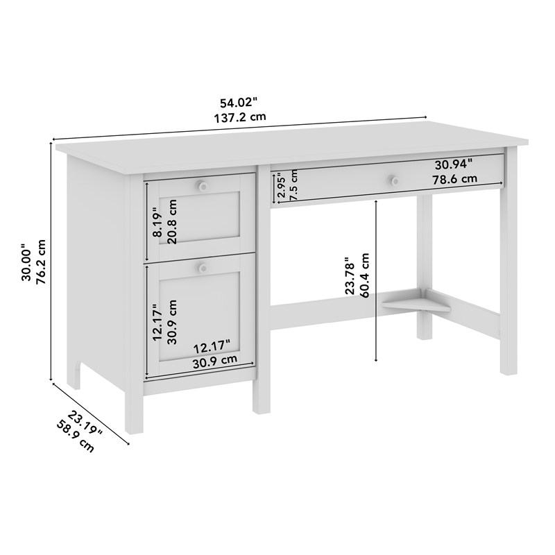 Mayfield 54W Computer Desk with Drawers in Vintage Black and Reclaimed Pine