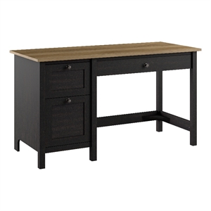 Mayfield 54W Computer Desk with Drawers in Vintage Black and Reclaimed Pine