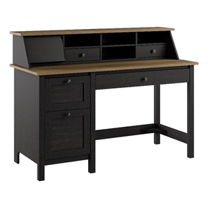 Mayfield 54W Computer Desk with Organizer in Vintage Black and Reclaimed Pine