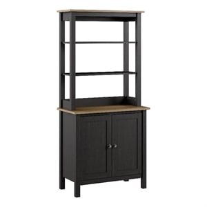 Mayfield 5 Shelf Bookcase with Doors in Vintage Black and Reclaimed Pine