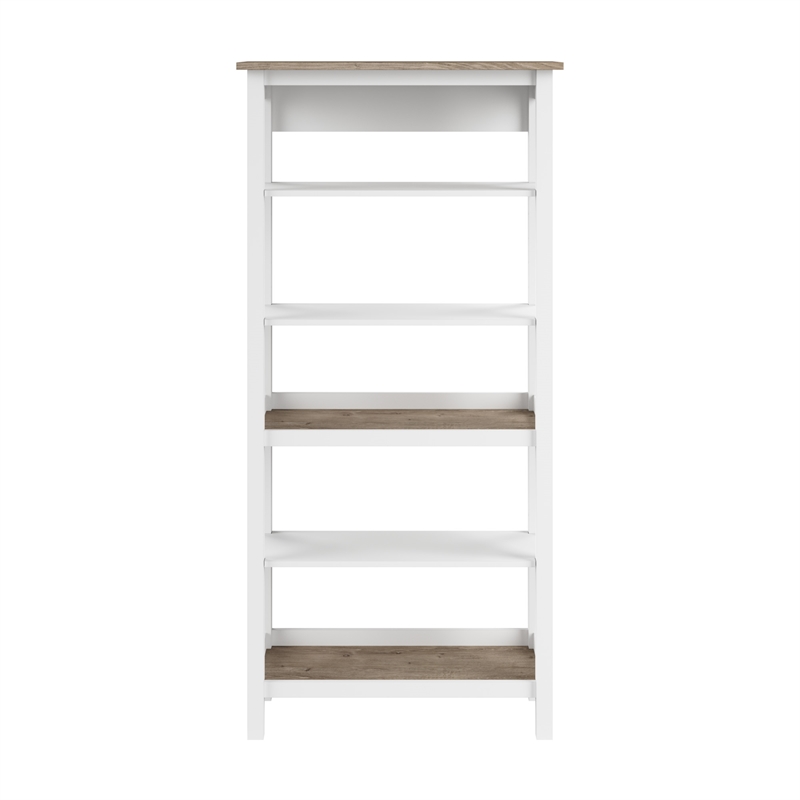 Mayfield Tall 5 Shelf Bookcase in Pure White and Shiplap Gray - Engineered Wood