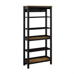 Mayfield Tall 5 Shelf Bookcase in Vintage Black and Reclaimed Pine