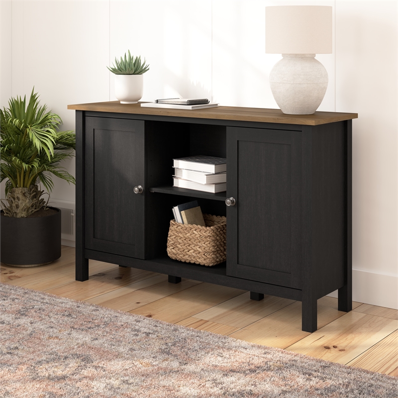 Mayfield Accent Cabinet with Doors in Vintage Black and Reclaimed Pine