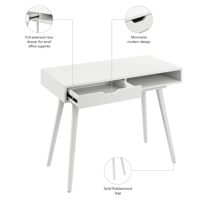Nora 40W Writing Desk in Pure White by Bush Furniture - Engineered Wood