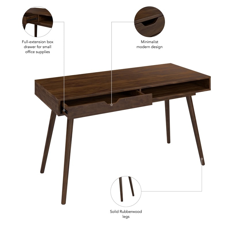 Nora 54W Writing Desk in Dark Walnut by Bush Furniture - Engineered Wood