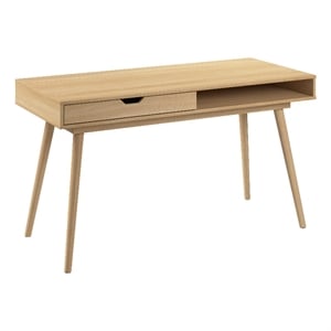 Nora 54W Writing Desk in Natural Oak by Bush Furniture - Engineered Wood