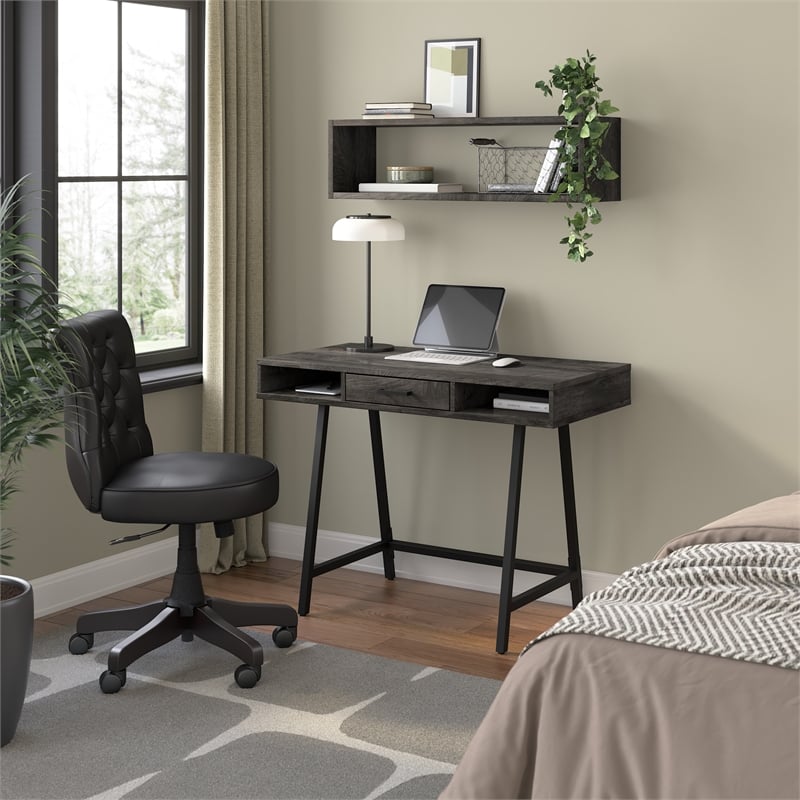 Steele 40W Writing Desk in Dark Gray Hickory by Bush Furniture - Engineered Wood
