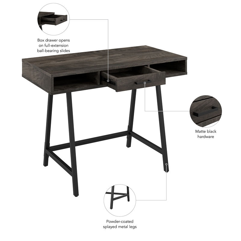 Steele 40W Writing Desk in Dark Gray Hickory by Bush Furniture - Engineered Wood