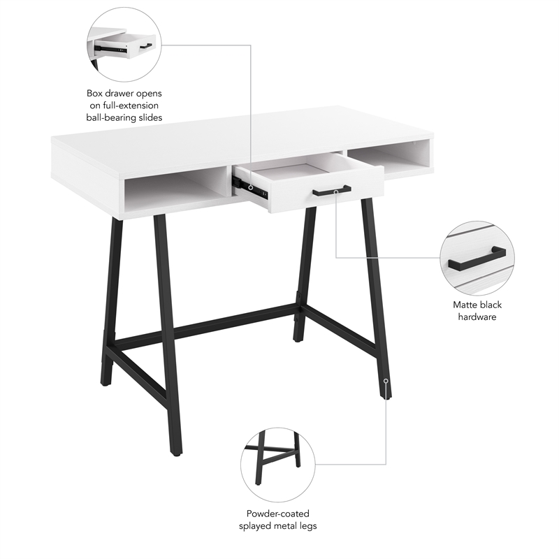 Steele 40W Writing Desk in Pure White Oak by Bush Furniture - Engineered Wood
