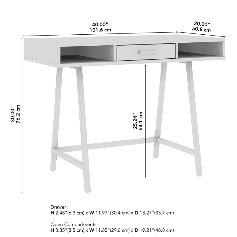 Steele 40W Writing Desk in Pure White Oak by Bush Furniture - Engineered Wood