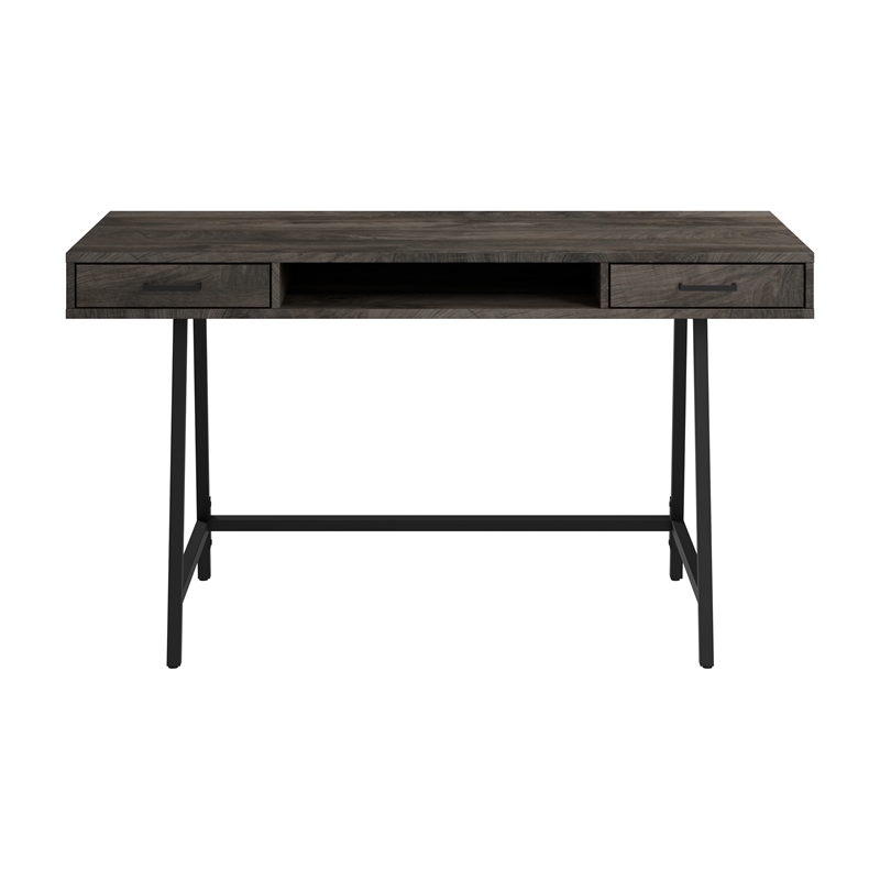 Steele 54W Writing Desk in Dark Gray Hickory by Bush Furniture - Engineered Wood