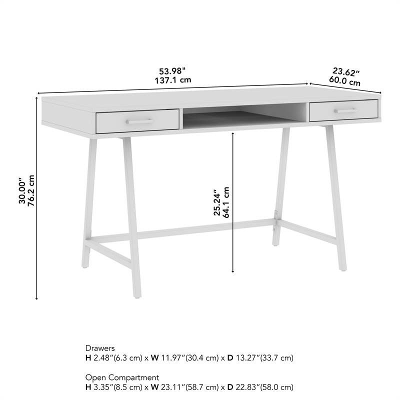 Steele 54W Writing Desk in Pure White Oak by Bush Furniture - Engineered Wood
