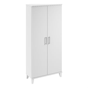 Somerset Tall Storage Cabinet with Doors and Shelves in White - Engineered Wood
