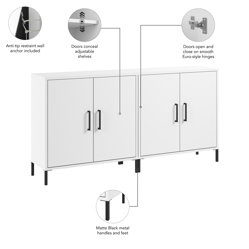 Essence Low Storage Cabinet with Doors - Set of 2 - Engineered Wood