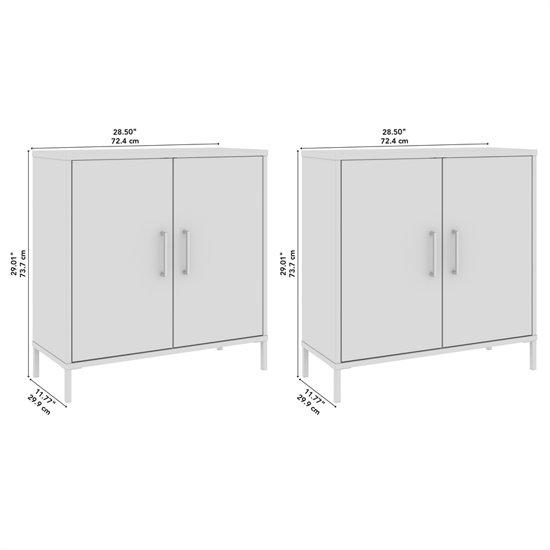 Essence Low Storage Cabinet with Doors - Set of 2 - Engineered Wood