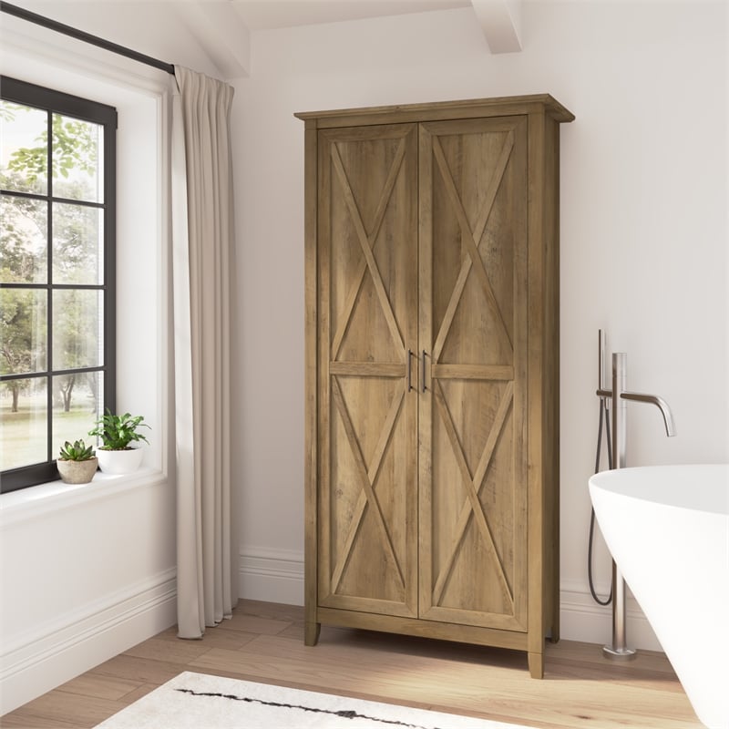 Key West Tall Bathroom Cabinet with Doors in Reclaimed Pine - Engineered Wood