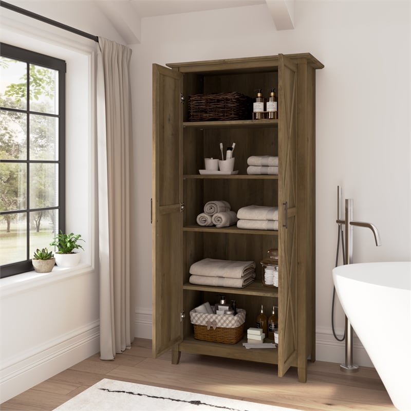 Key West Tall Bathroom Cabinet with Doors in Reclaimed Pine - Engineered Wood