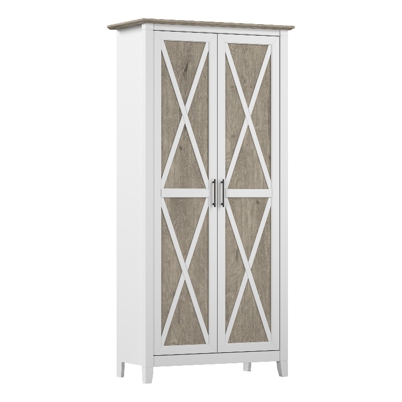 Key West Engineered Wood Kitchen Pantry Cabinet with Doors in Shiplap Gray/White