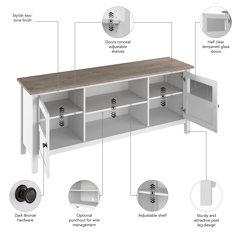 Mayfield 60W TV Stand with Doors and Shelves - Engineered Wood