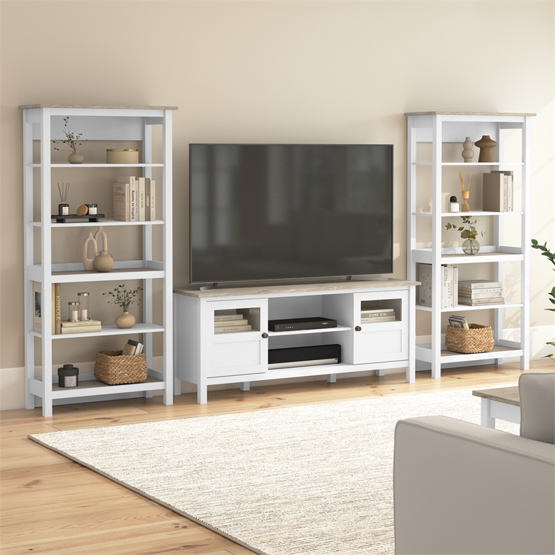 Mayfield Farmhouse 60W TV Stand with Bookcases - Engineered Wood