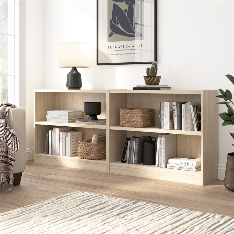 Universal Small 2 Shelf Bookcase Set in Natural Elm - Engineered Wood