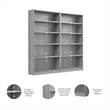 Universal Tall 5 Shelf Bookcase Set in Platinum Gray - Engineered Wood