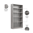 Universal Tall 5 Shelf Bookcase in Platinum Gray - Engineered Wood