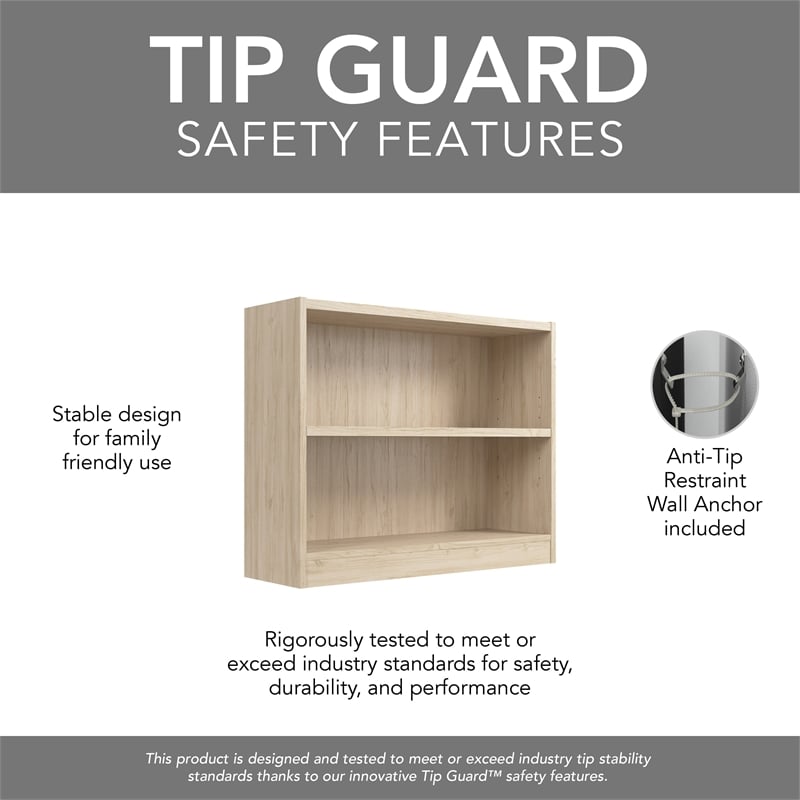 Universal Small 2 Shelf Bookcase in Natural Elm - Engineered Wood