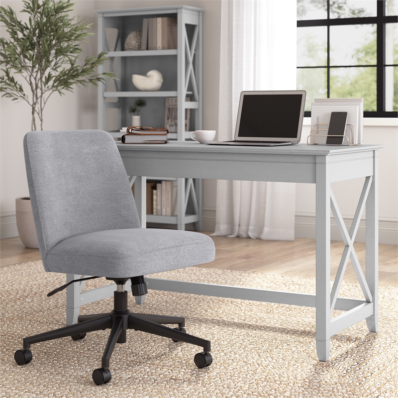 Serenity Mid Back Armless Office Chair with Wheels in Cool Gray Fabric