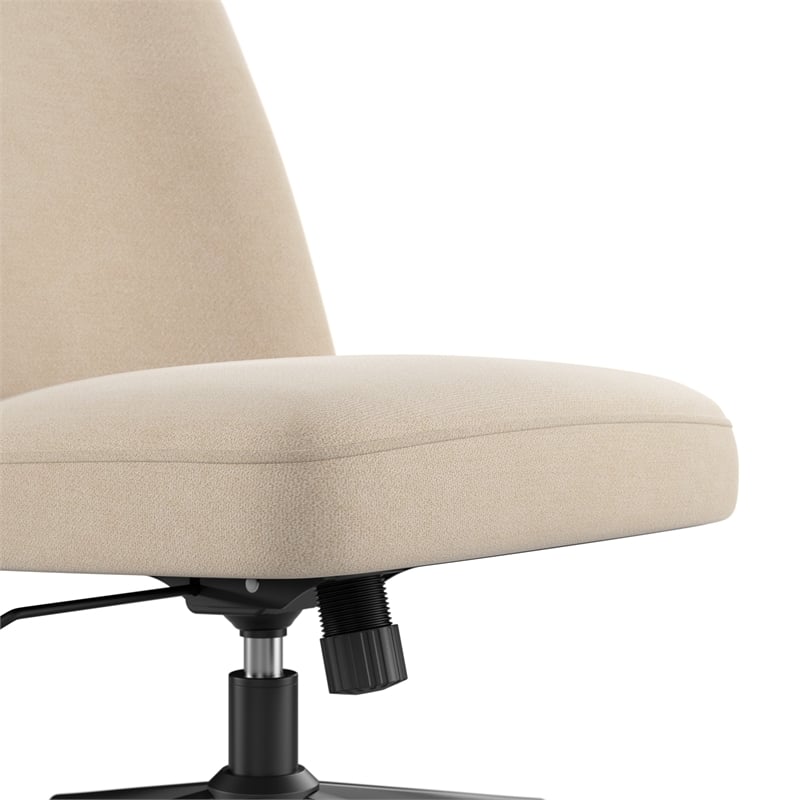 Serenity Mid Back Armless Office Chair with Wheels in Soft Beige Fabric