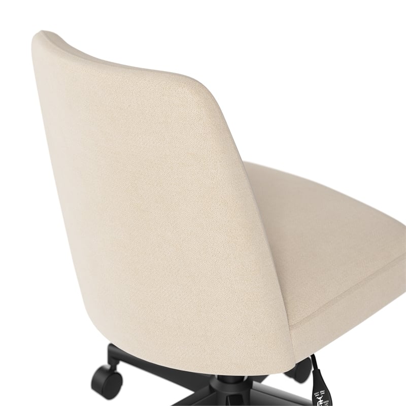 Serenity Mid Back Armless Office Chair with Wheels in Soft Beige Fabric