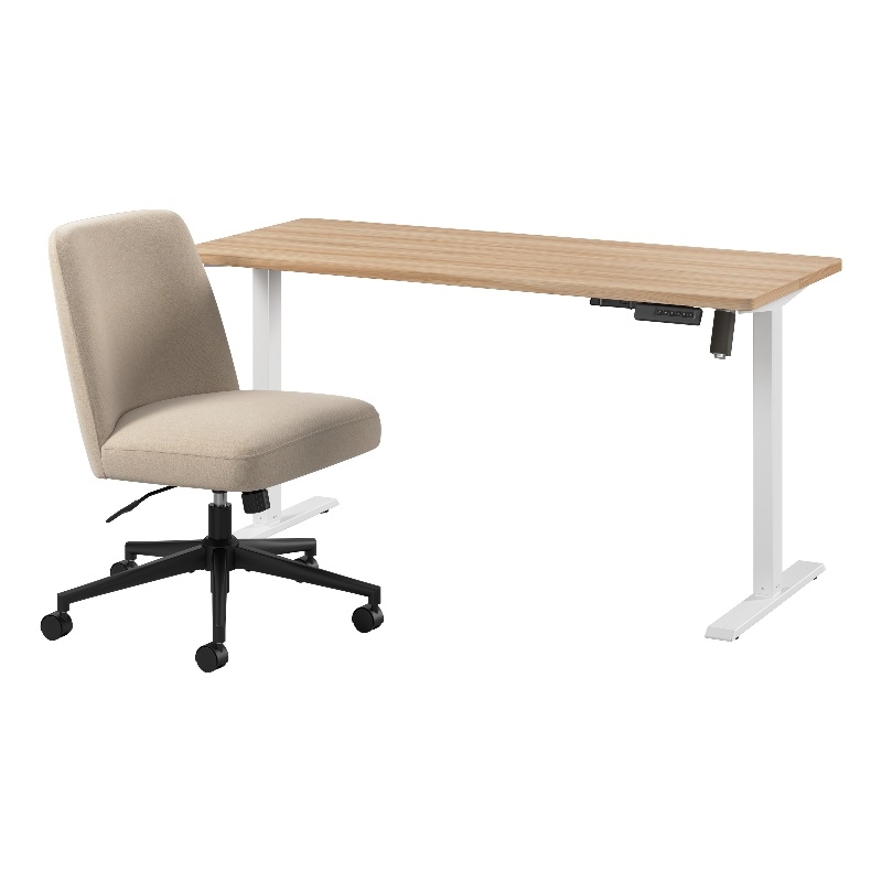 Energize Height Adjustable Standing Desk and Chair in Maple - Engineered Wood