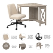 Key West 34W Small Corner Desk and Chair Set in Washed Gray - Engineered Wood