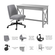 Key West 48W x 24D Writing Desk and Chair Set in Cape Cod Gray - Engineered Wood