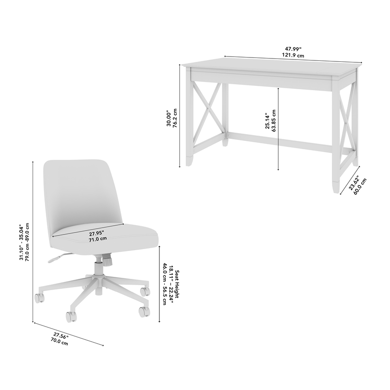 Key West 48W x 24D Writing Desk and Chair Set in Cape Cod Gray - Engineered Wood