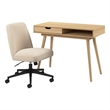 Nora 40W x 20D Small Writing Desk and Chair Set in Natural Oak - Engineered Wood