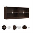 Universal Small 2 Shelf Bookcase Set in Black Walnut - Engineered Wood