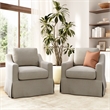 Harper Swivel Accent Chairs with Slipcovers - Set of 2 - Sand Basketweave Fabric