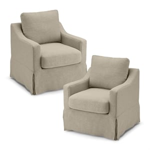 Harper Swivel Accent Chairs with Slipcovers - Set of 2 - Sand Basketweave Fabric