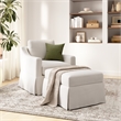 Harper Swivel Accent Chair and Storage Ottoman with Slipcovers - Ivory Fabric