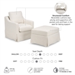 Harper Swivel Accent Chair and Storage Ottoman with Slipcovers - Ivory Fabric
