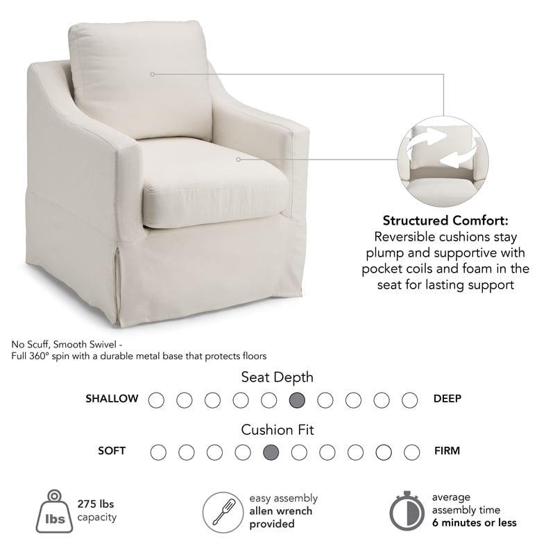 Bush Harper Swivel Accent Chair with Slipcover - Thumbnail 4