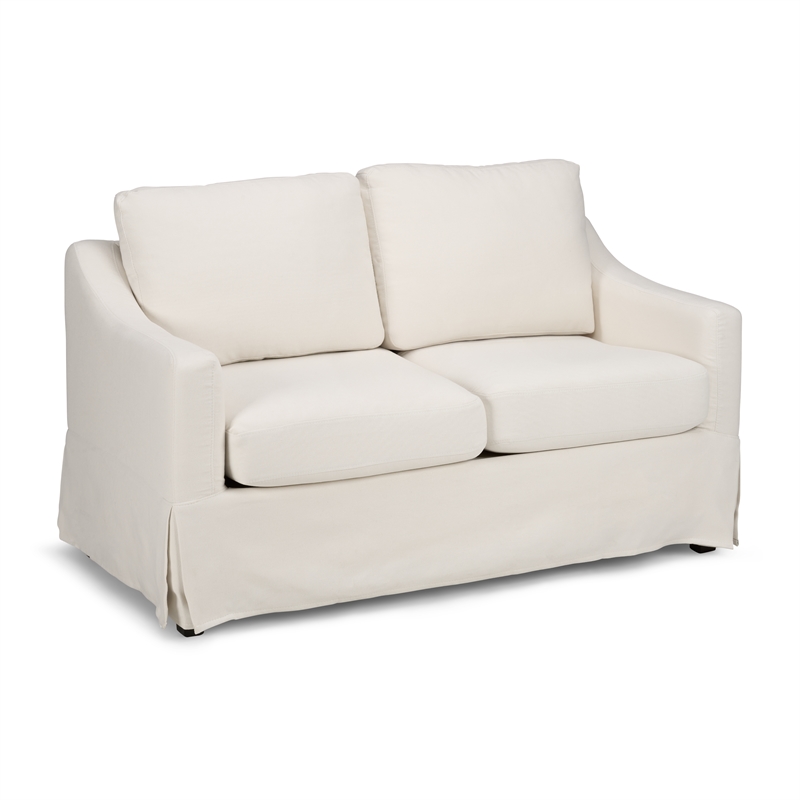 Harper 57W Loveseat with Slipcover - Ivory Basketweave Fabric